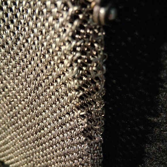 Shimmering Green‑Gold Metal Mesh Coin Pouch with Crest Plate & Talon Zipper - Picture 15 of 16